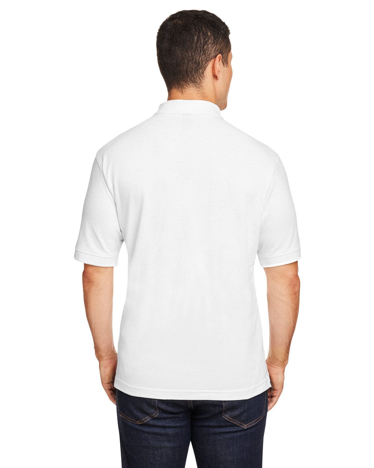 Harriton Cotton Pique Polo Shirt M200 | White - Back