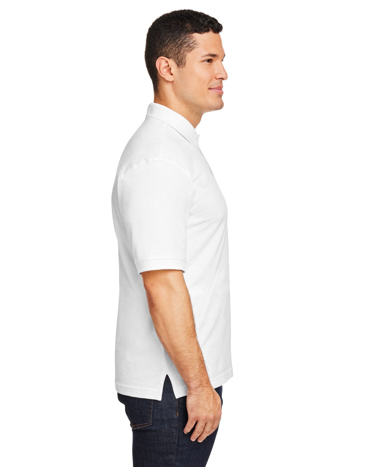 Harriton Cotton Pique Polo Shirt M200 | White - Side