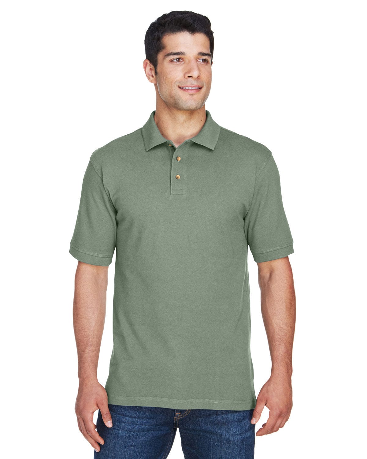 Harriton Cotton Pique Polo Shirt M200 | Dill - Front