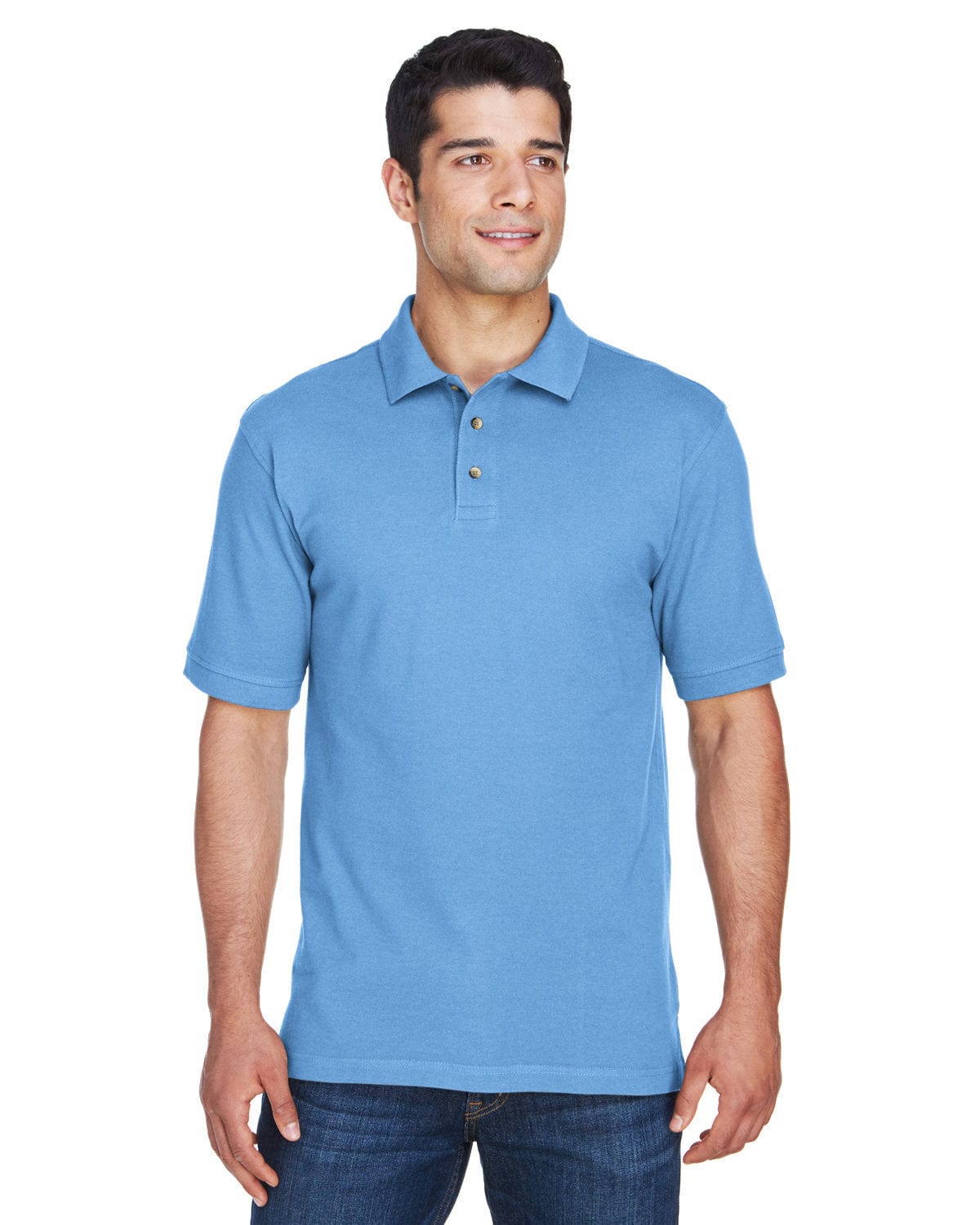 Harriton Cotton Pique Polo Shirt M200 | Lt College Blue - Front