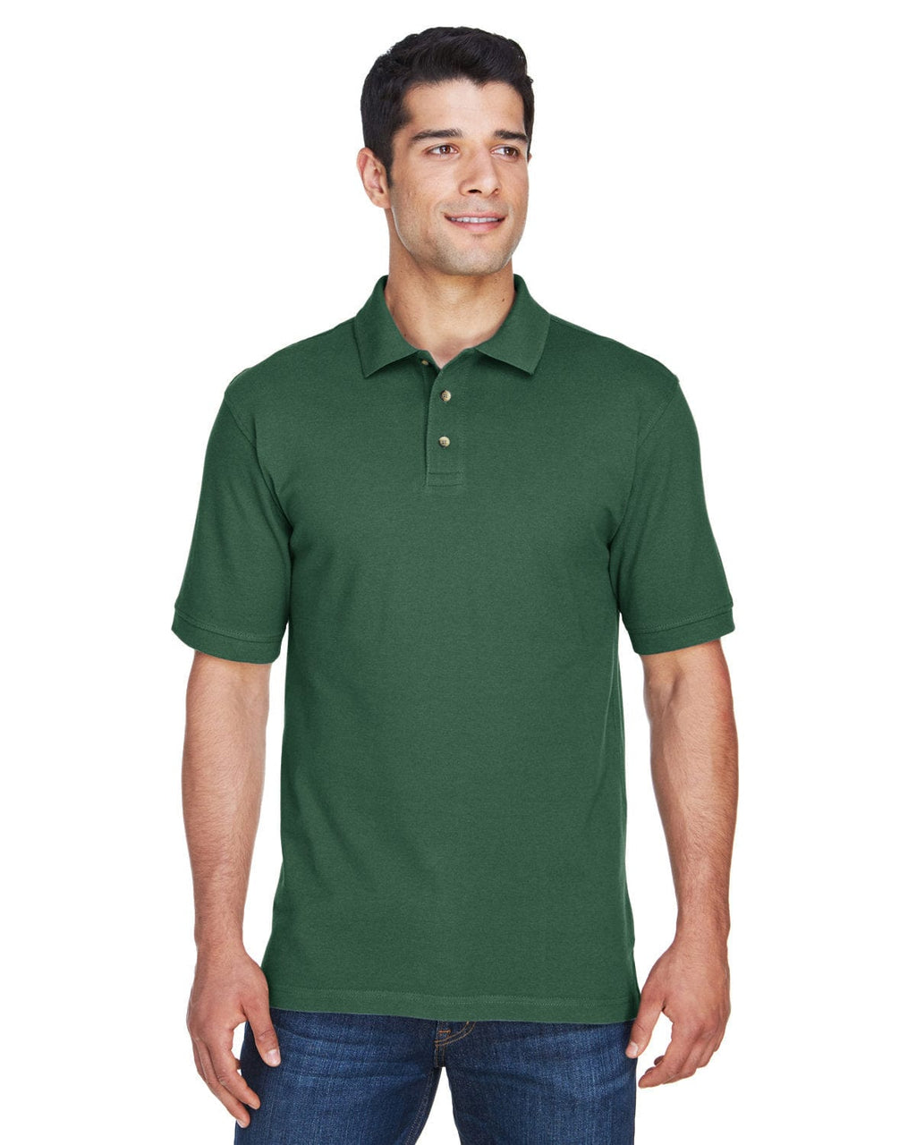 Harriton Cotton Pique Polo Shirt M200 | Dark Green - Front