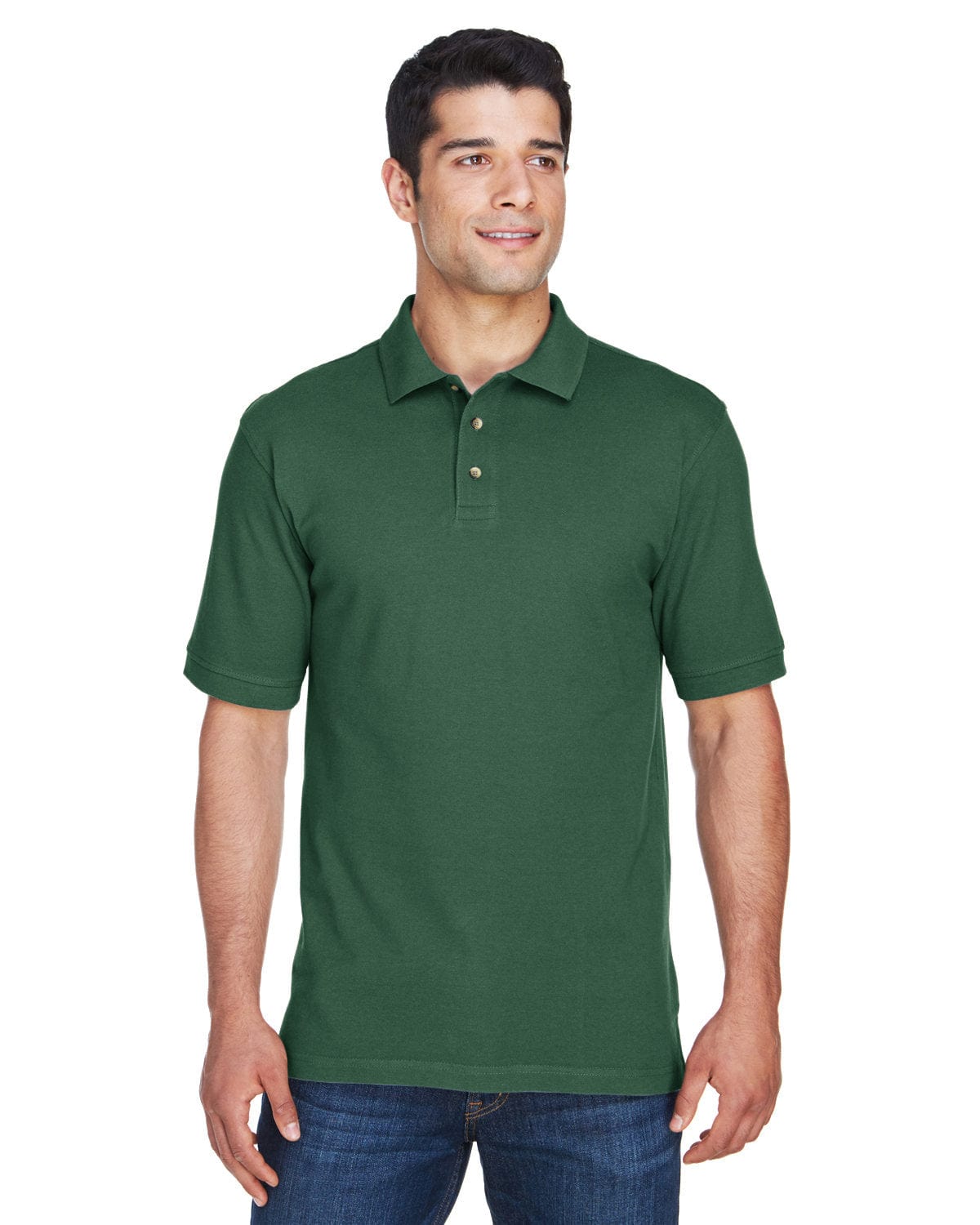 Harriton Cotton Pique Polo Shirt M200 | Dark Green - Front