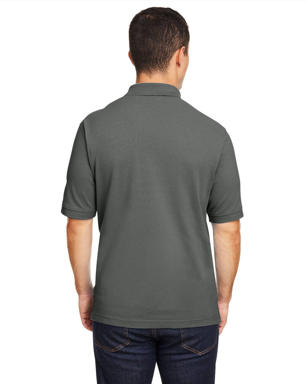 Harriton Cotton Pique Polo Shirt M200 | Charcoal - Back