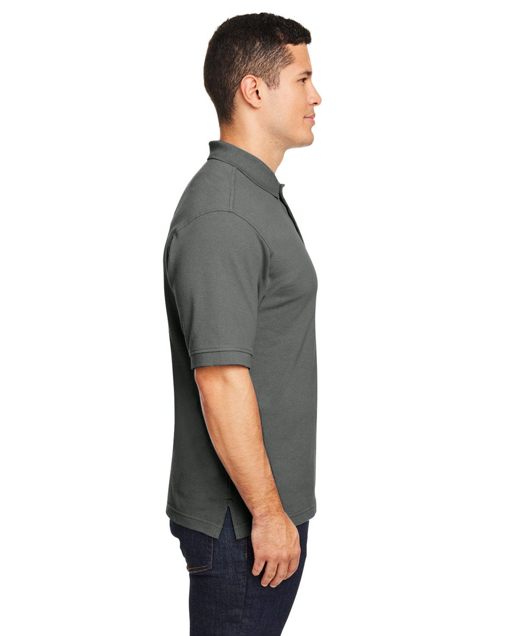 Harriton Cotton Pique Polo Shirt M200 | Charcoal - Side