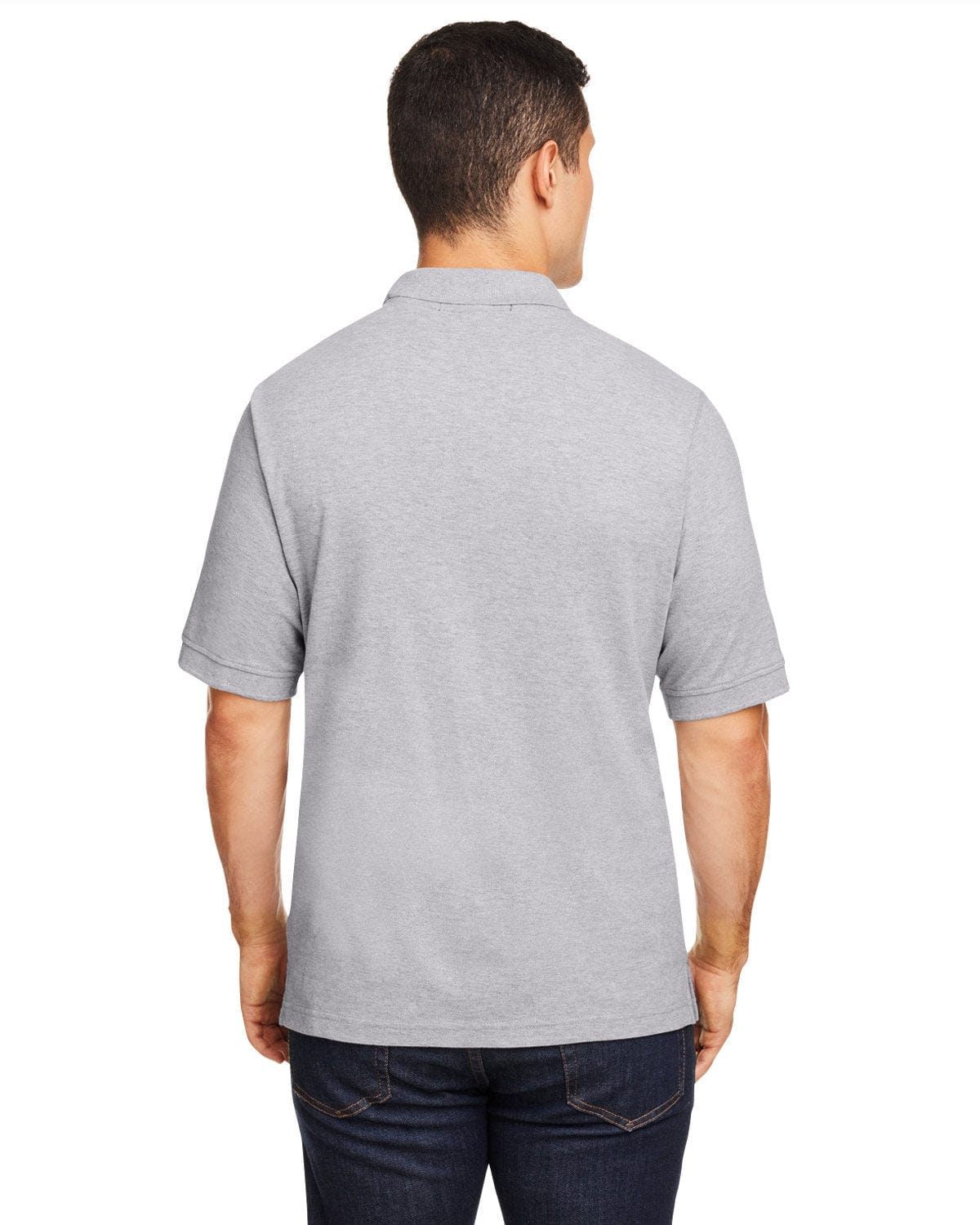 Harriton Cotton Pique Polo Shirt M200 | Grey Heather - Back