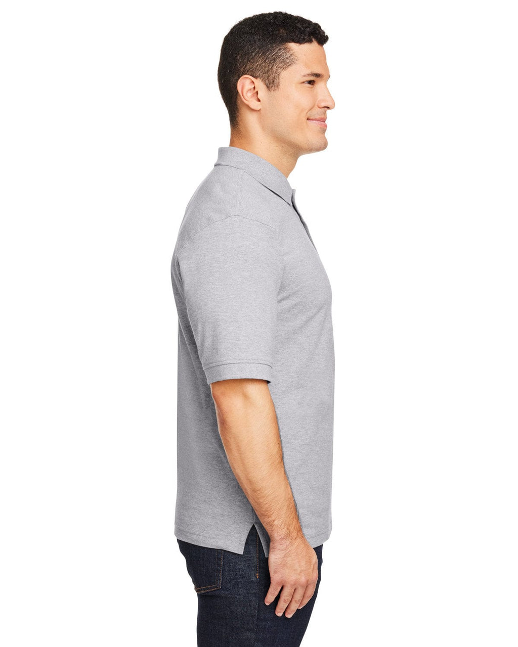 Harriton Cotton Pique Polo Shirt M200 | Grey Heather - Side
