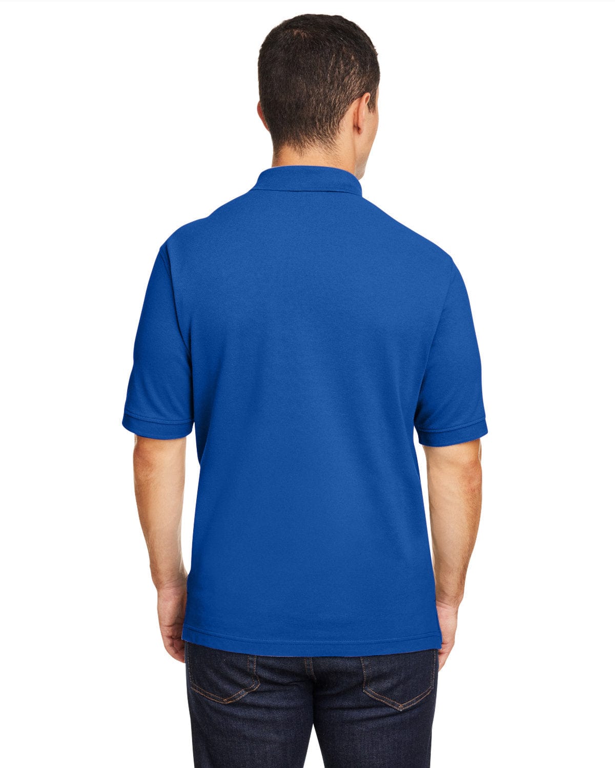 Harriton Cotton Pique Polo Shirt M200 | True Royal - Back