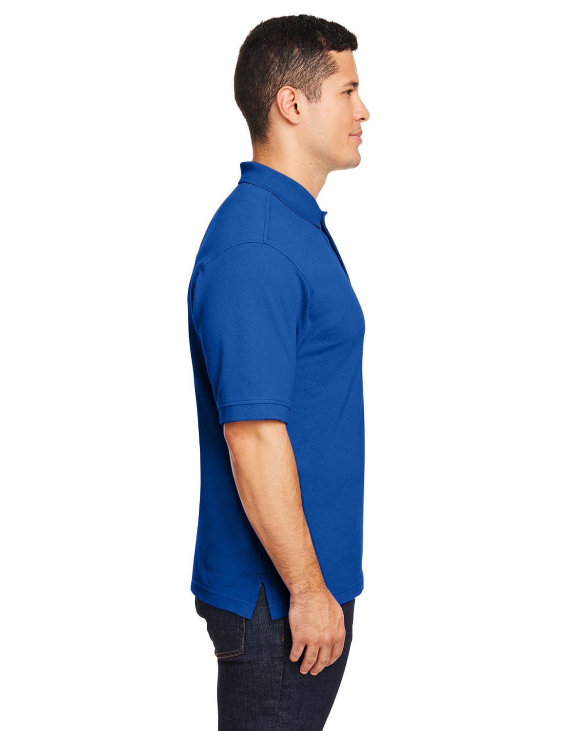 Harriton Cotton Pique Polo Shirt M200 | True Royal - Side