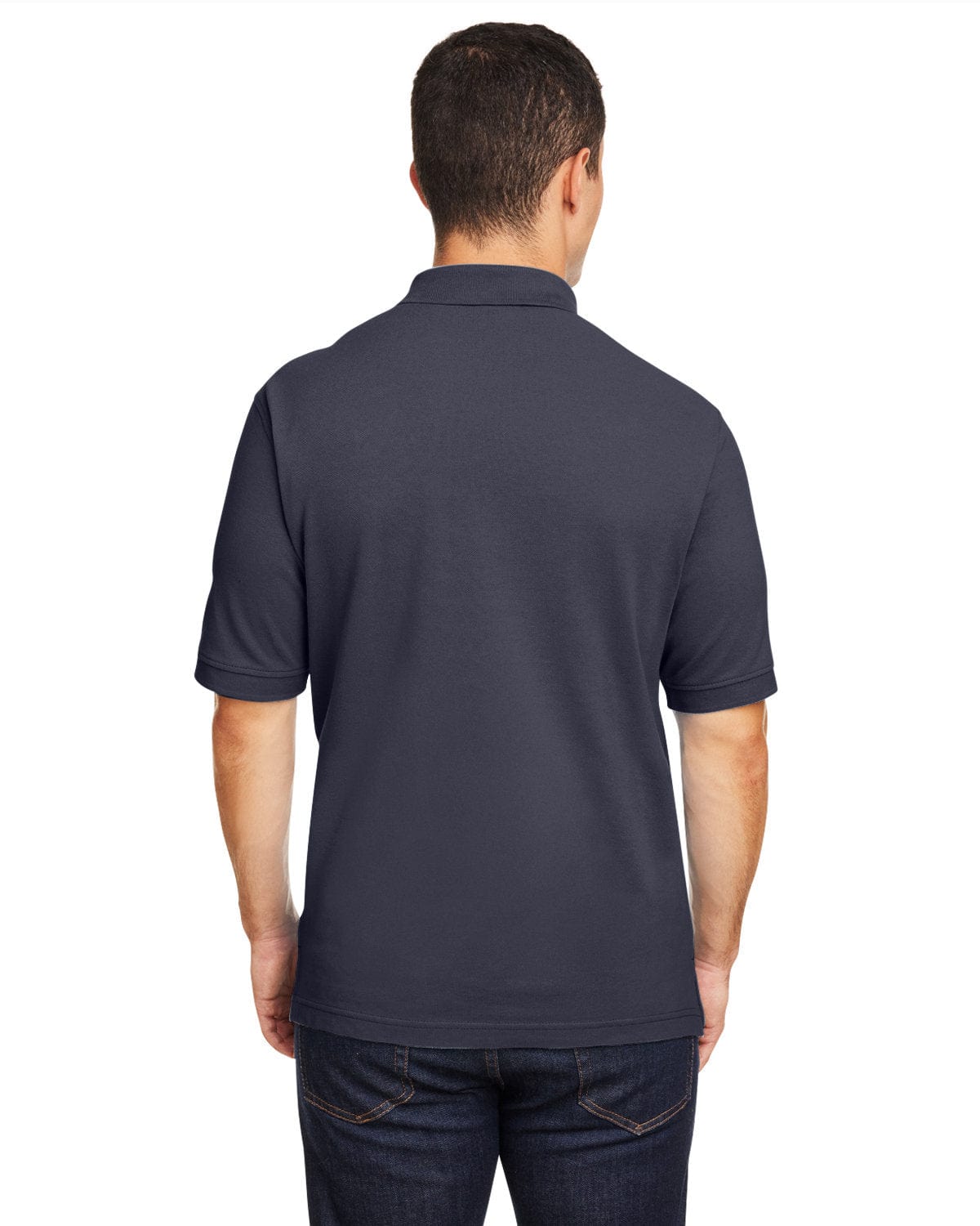 Harriton Cotton Pique Polo Shirt M200 | Navy - Back