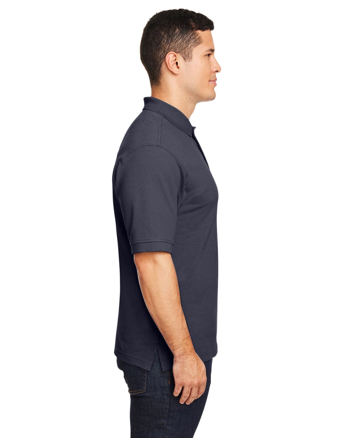 Harriton Cotton Pique Polo Shirt M200 | Navy - Side