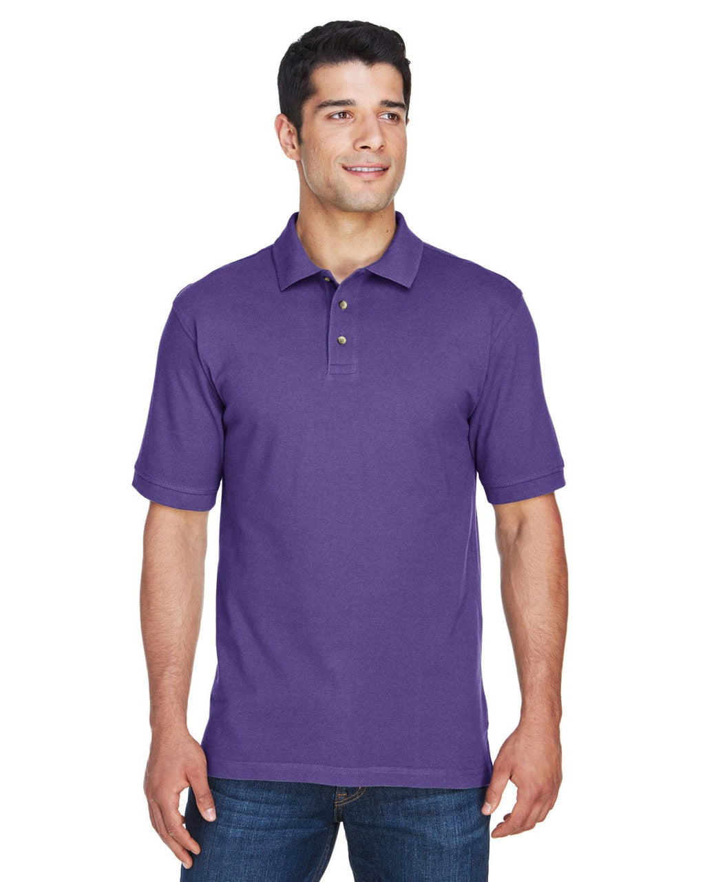 Harriton Cotton Pique Polo Shirt M200 | Team Purple - Front