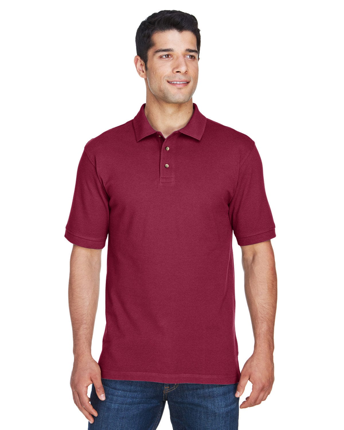 Harriton Cotton Pique Polo Shirt M200 | Wine - Front