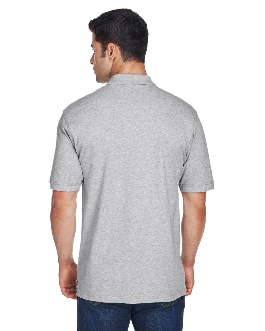 Harriton Tall Ringspun Cotton Pique Short Sleeve Polo M200T | Grey Heather - Back