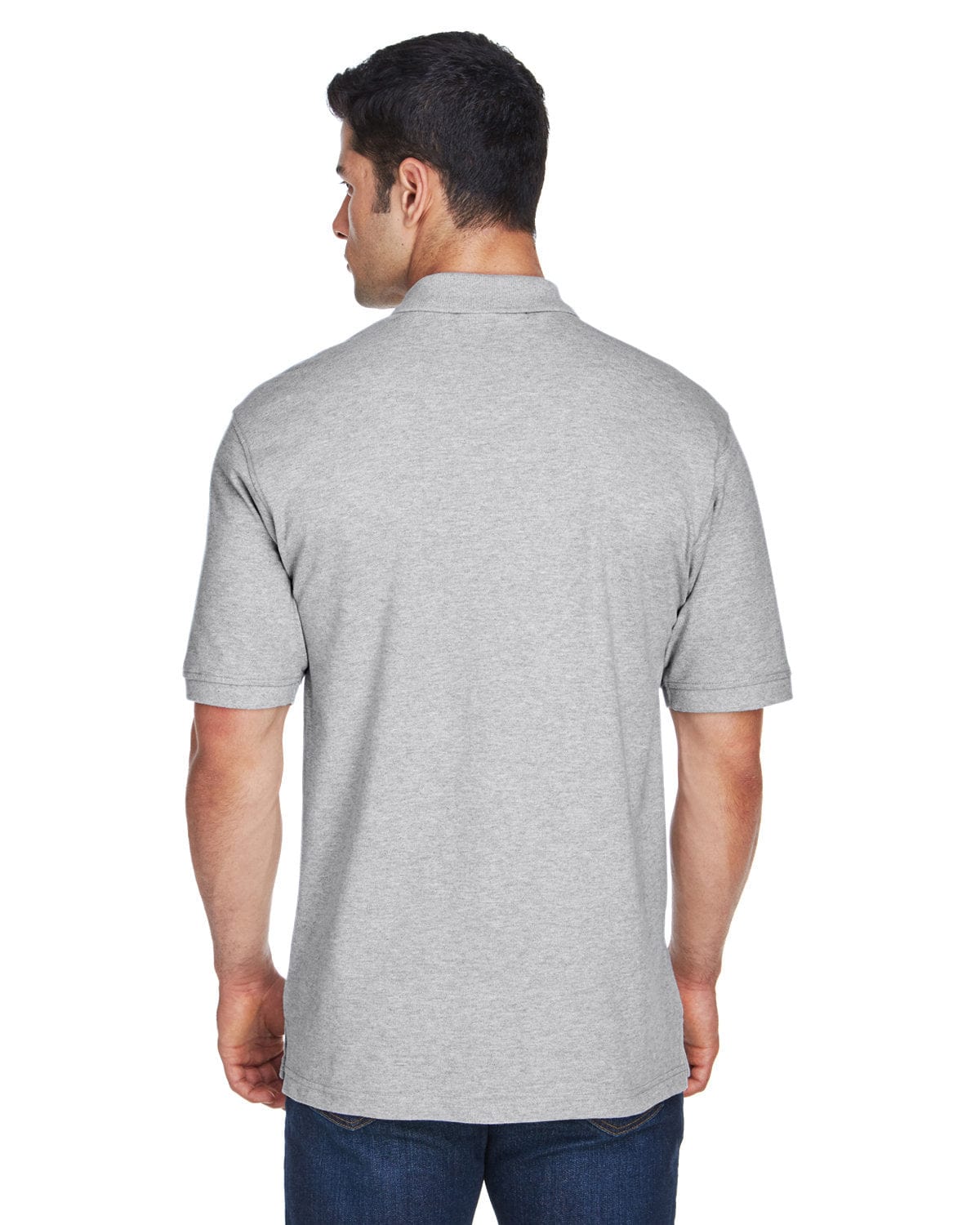 Harriton Tall Ringspun Cotton Pique Short Sleeve Polo M200T | Grey Heather - Back