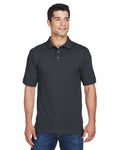 Harriton Tall Ringspun Cotton Pique Short Sleeve Polo M200T | Black - Front