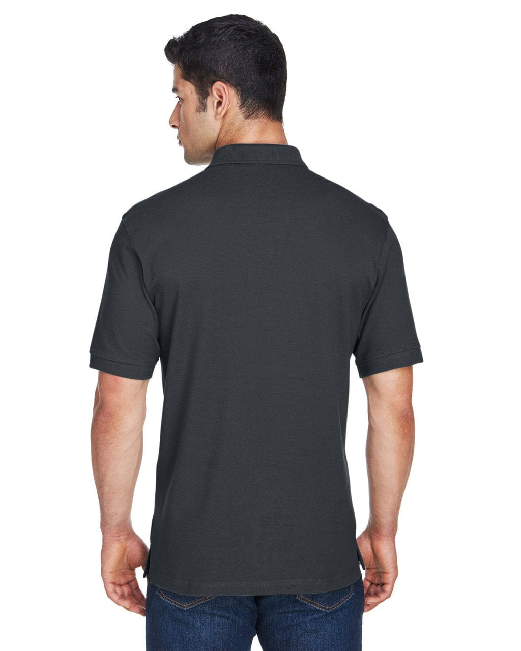 Harriton Tall Ringspun Cotton Pique Short Sleeve Polo M200T | Black - Back