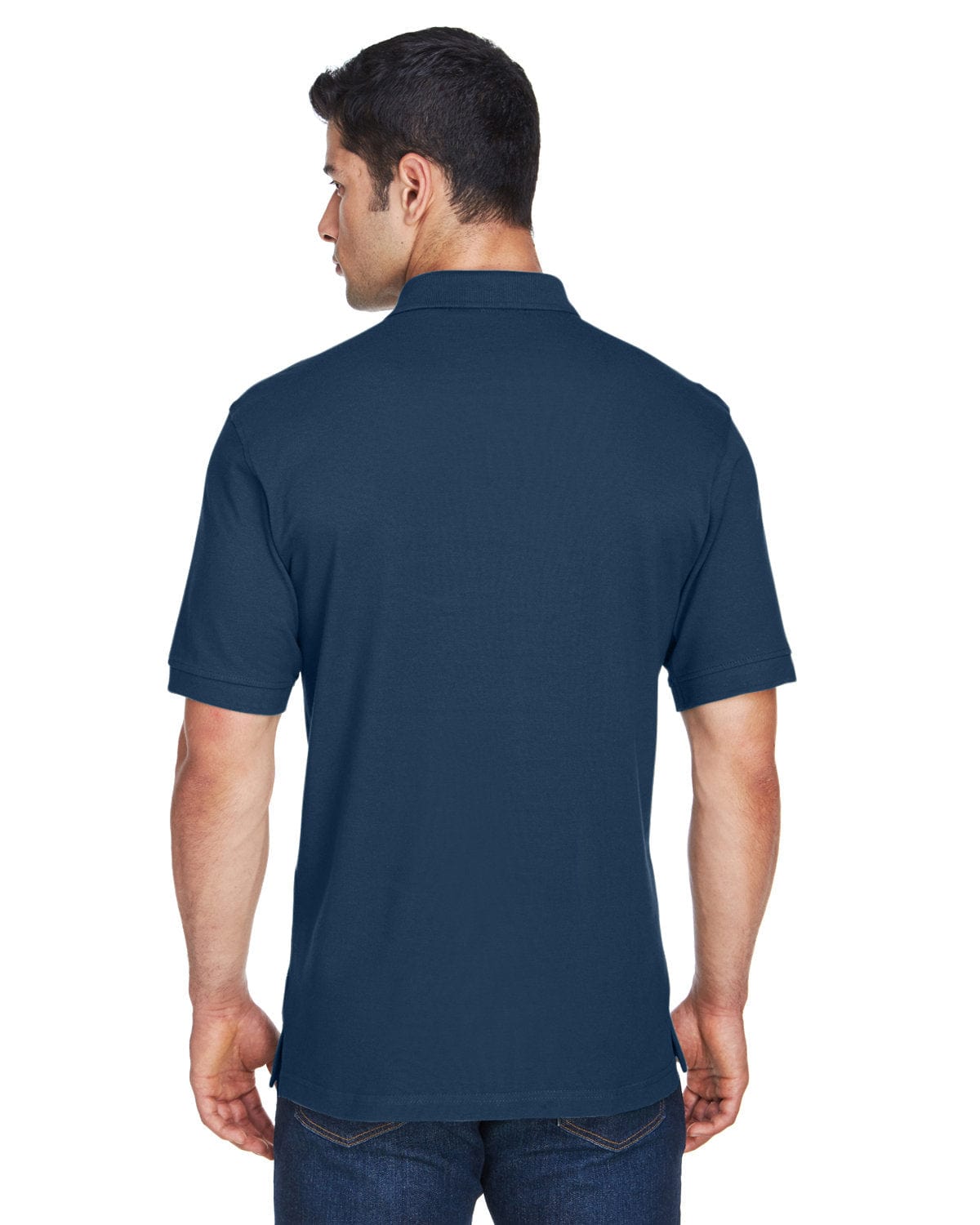 Harriton Tall Ringspun Cotton Pique Short Sleeve Polo M200T | Navy - Back