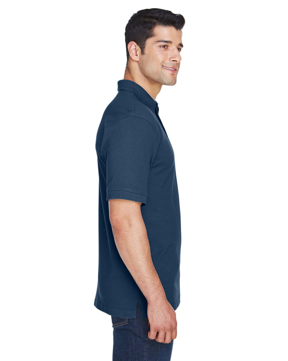 Harriton Tall Ringspun Cotton Pique Short Sleeve Polo M200T | Navy - Side