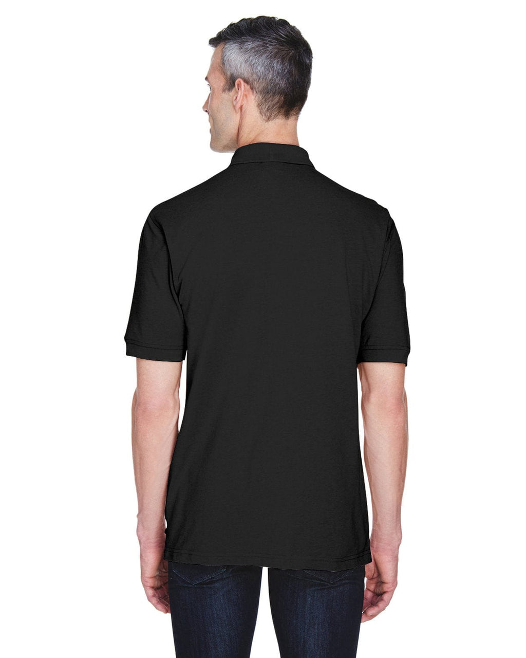 Harriton Easy Blend Pocket Polo Shirt M265P | Black - Back