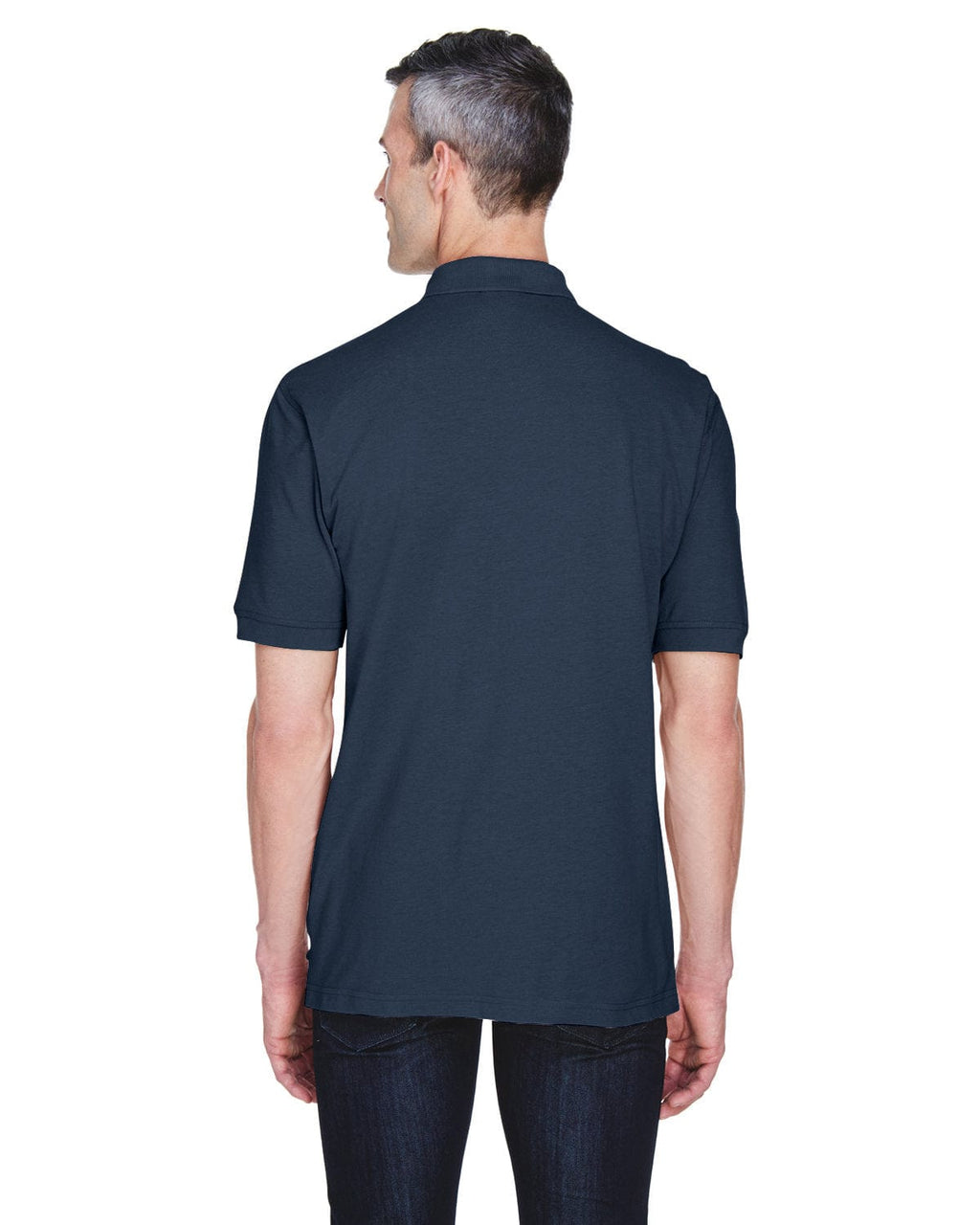 Harriton Easy Blend Pocket Polo Shirt M265P | Navy - Back
