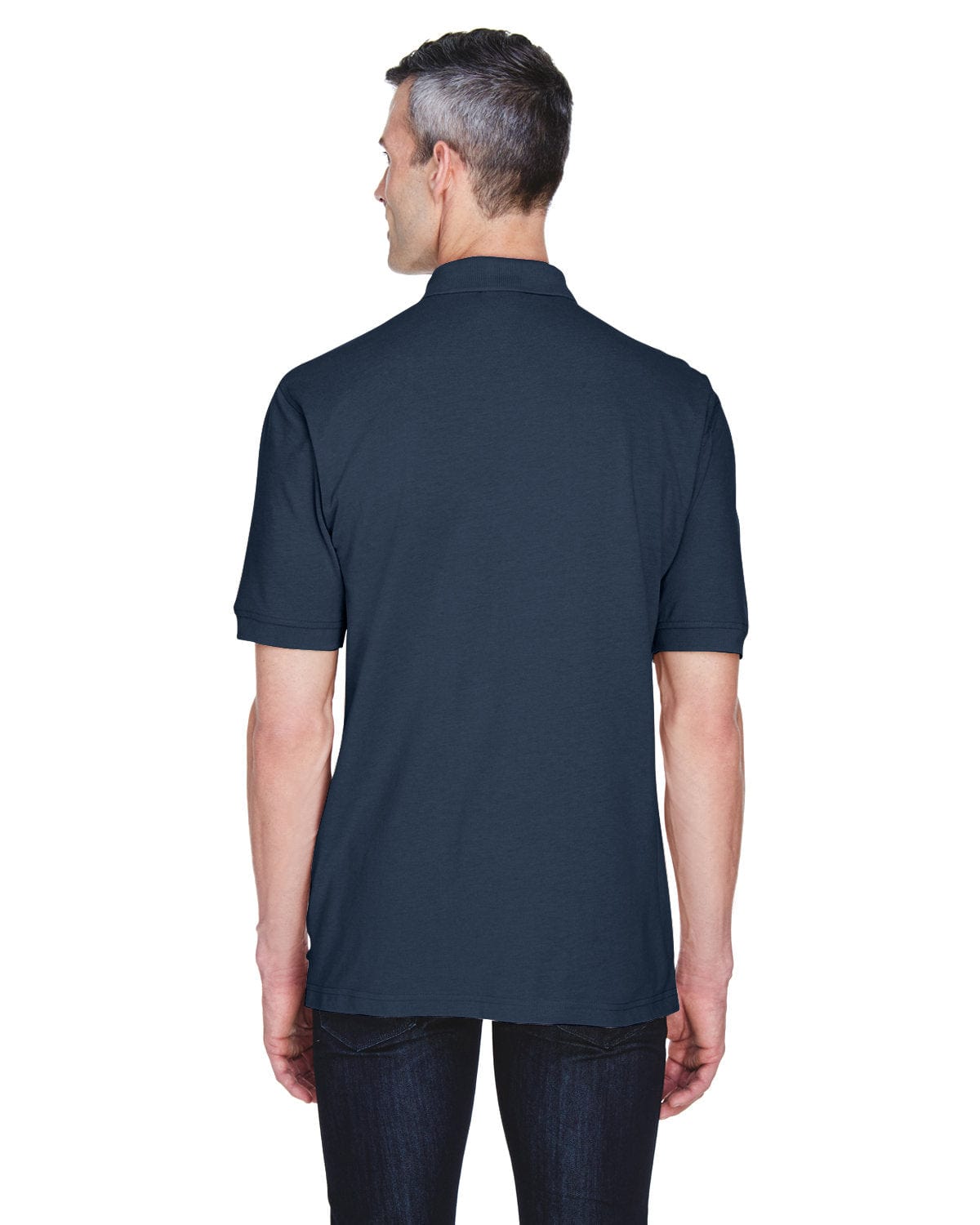 Harriton Easy Blend Pocket Polo Shirt M265P | Navy - Back