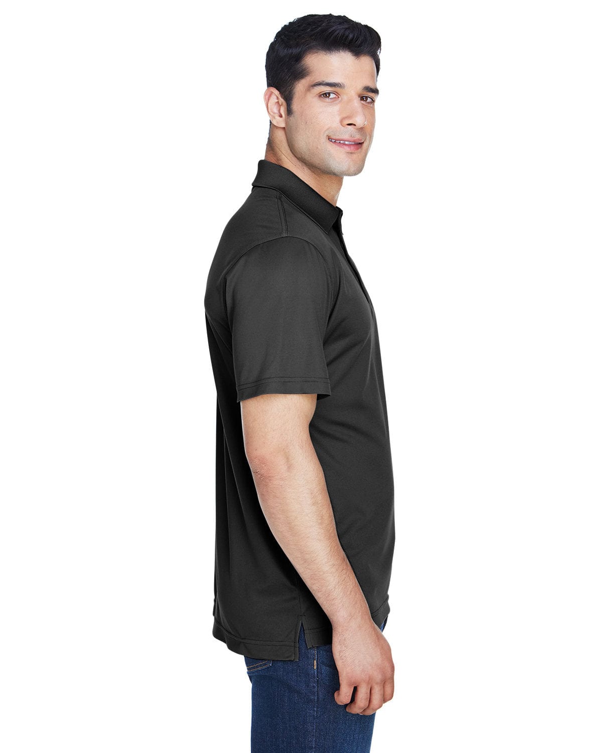Harriton Polytech Polo Shirt M315 | Black - Side