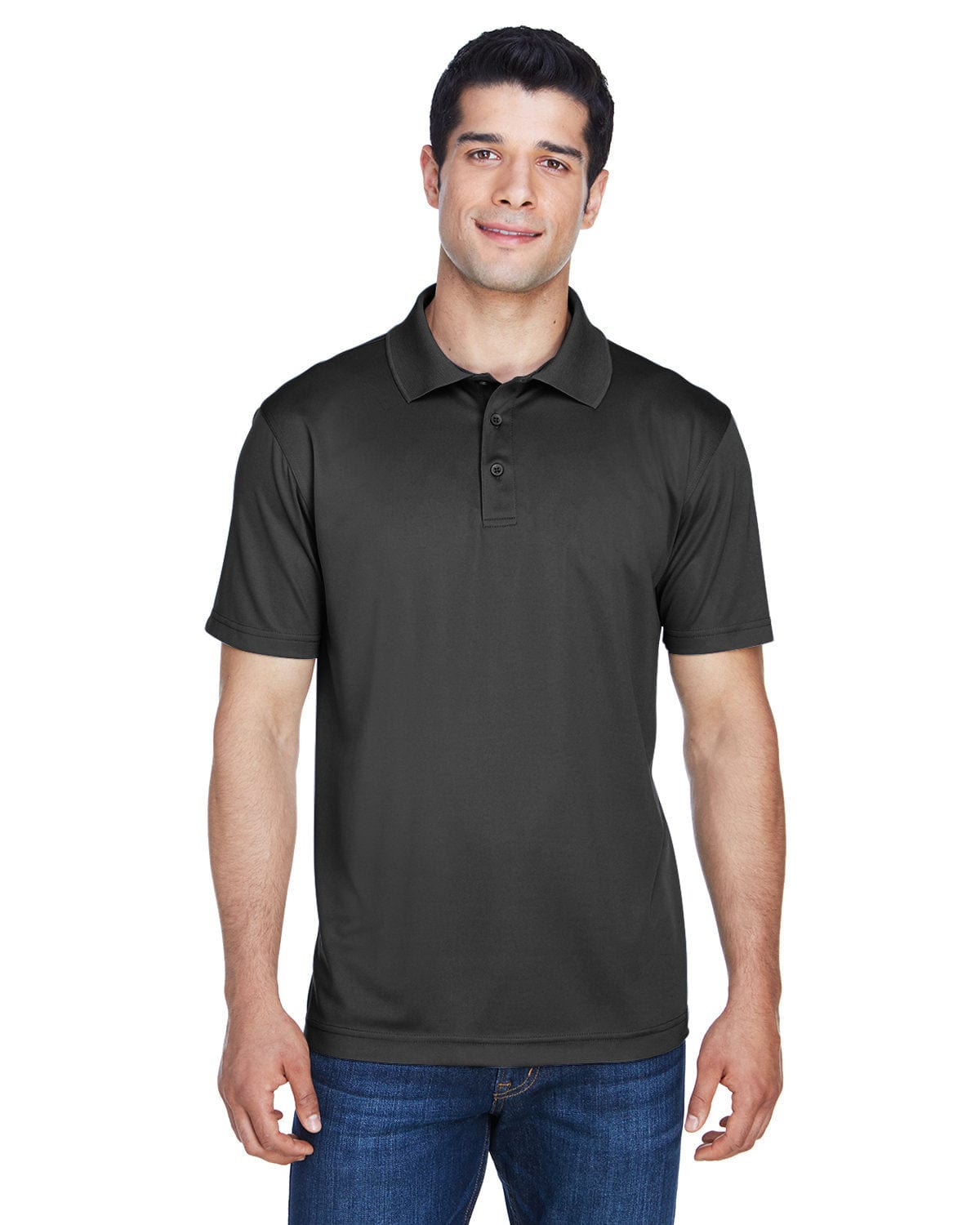 Harriton Polytech Polo Shirt M315 | Black - Front