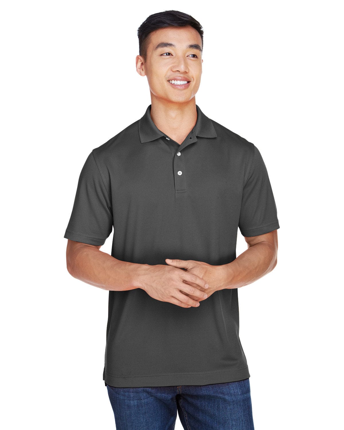 Harriton Double Mesh Polo Shirt M353 | Charcoal - Front