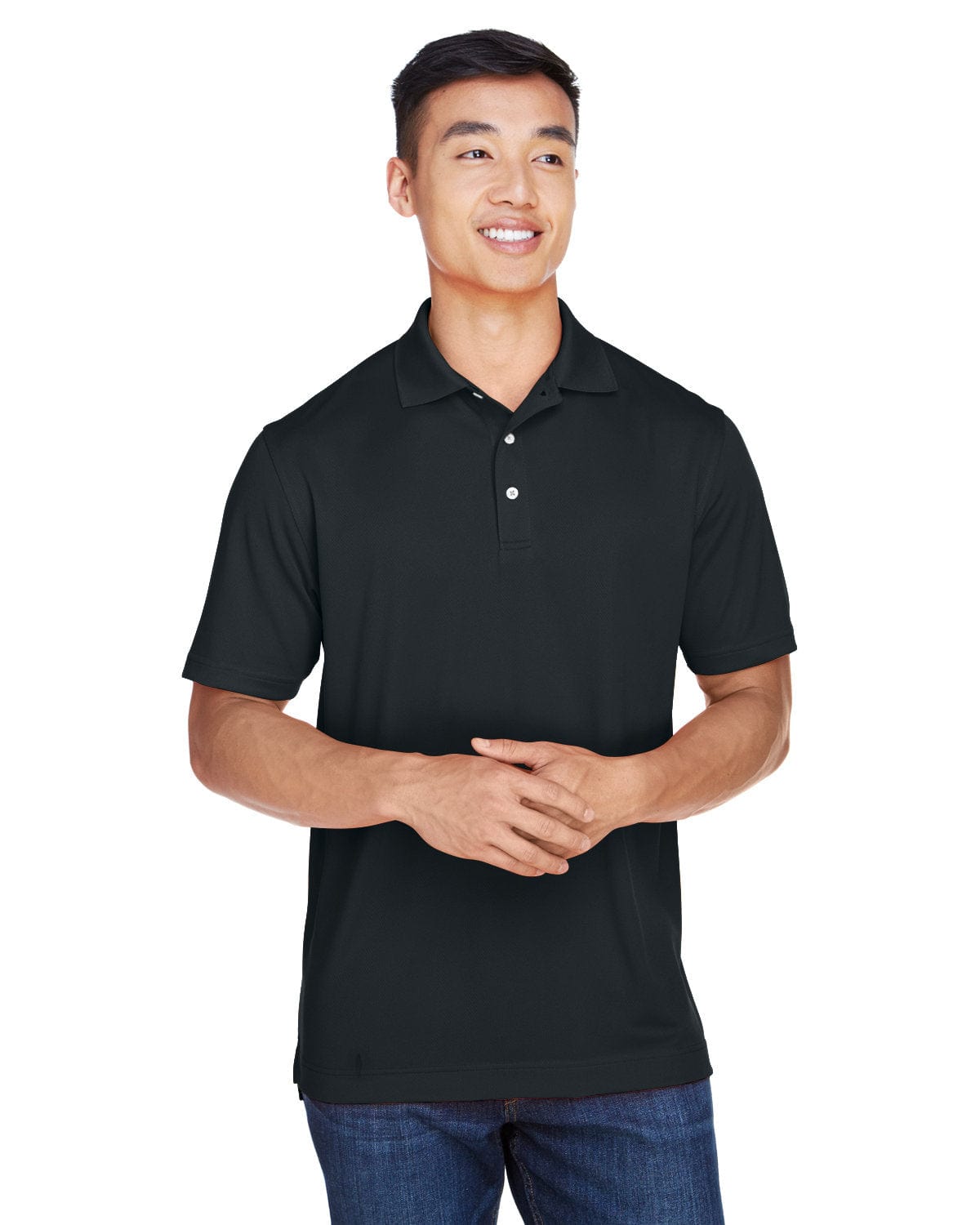 Harriton Double Mesh Polo Shirt M353 | Black - Front