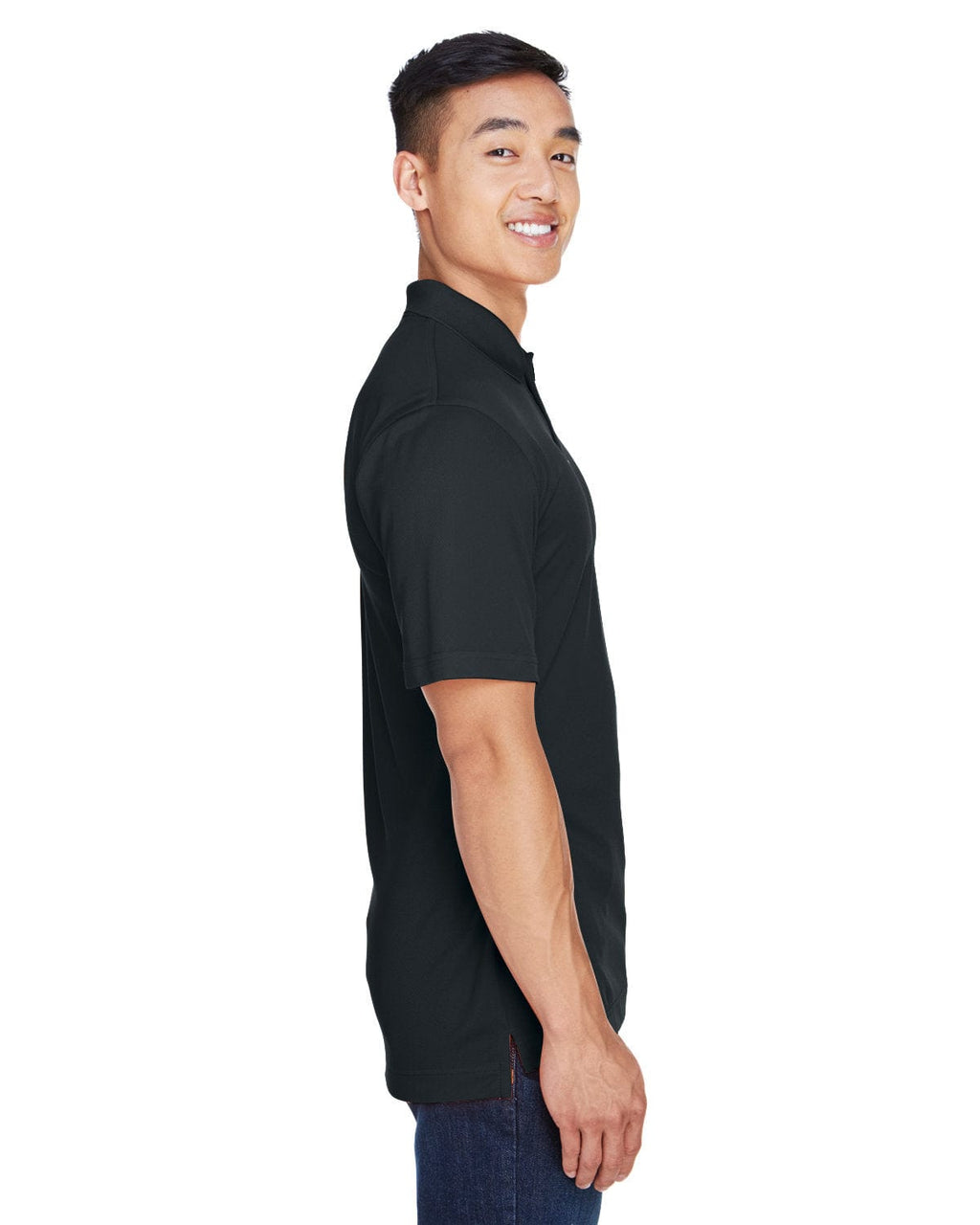 Harriton Double Mesh Polo Shirt M353 | Black - Side