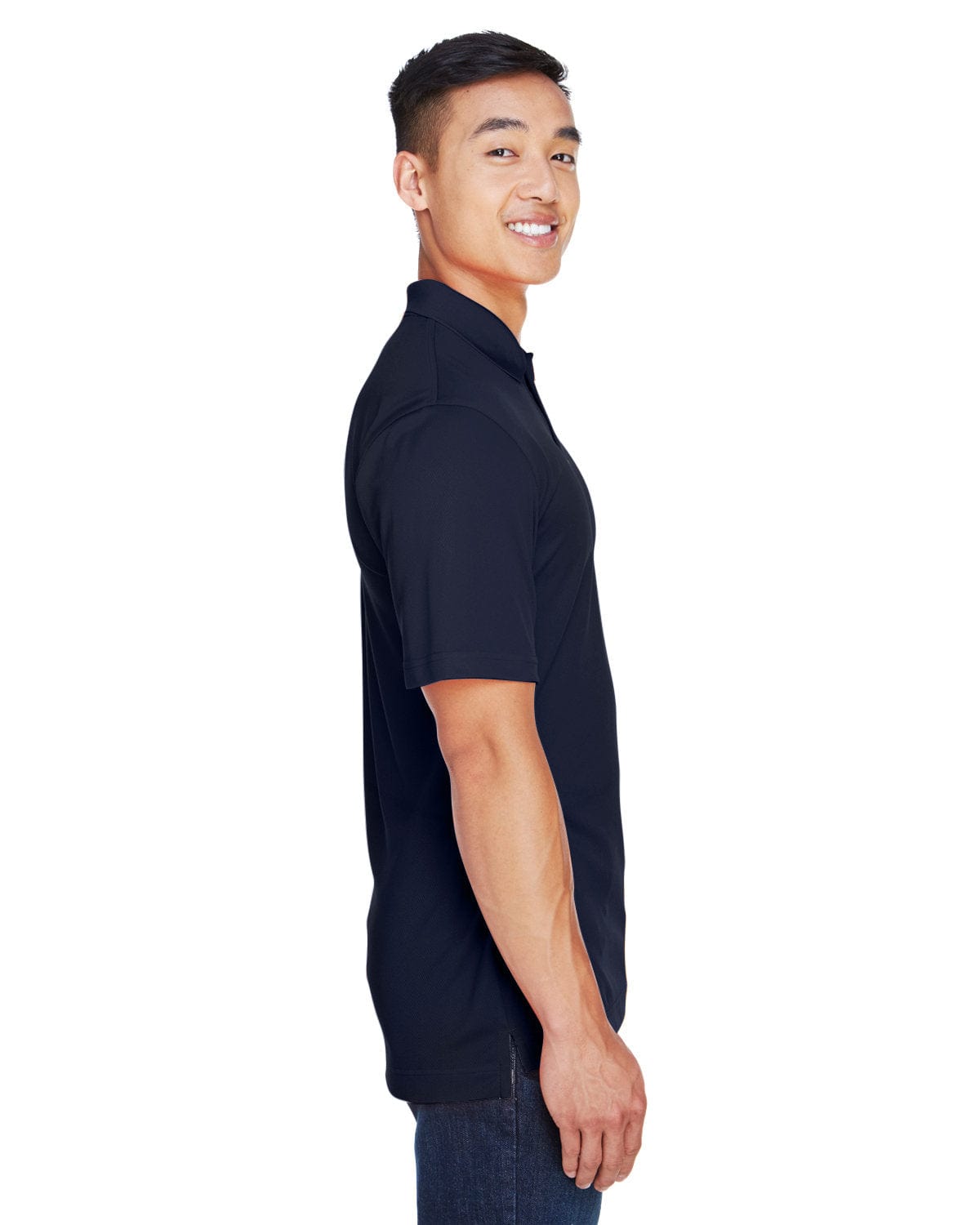 Harriton Double Mesh Polo Shirt M353 | Navy - Side