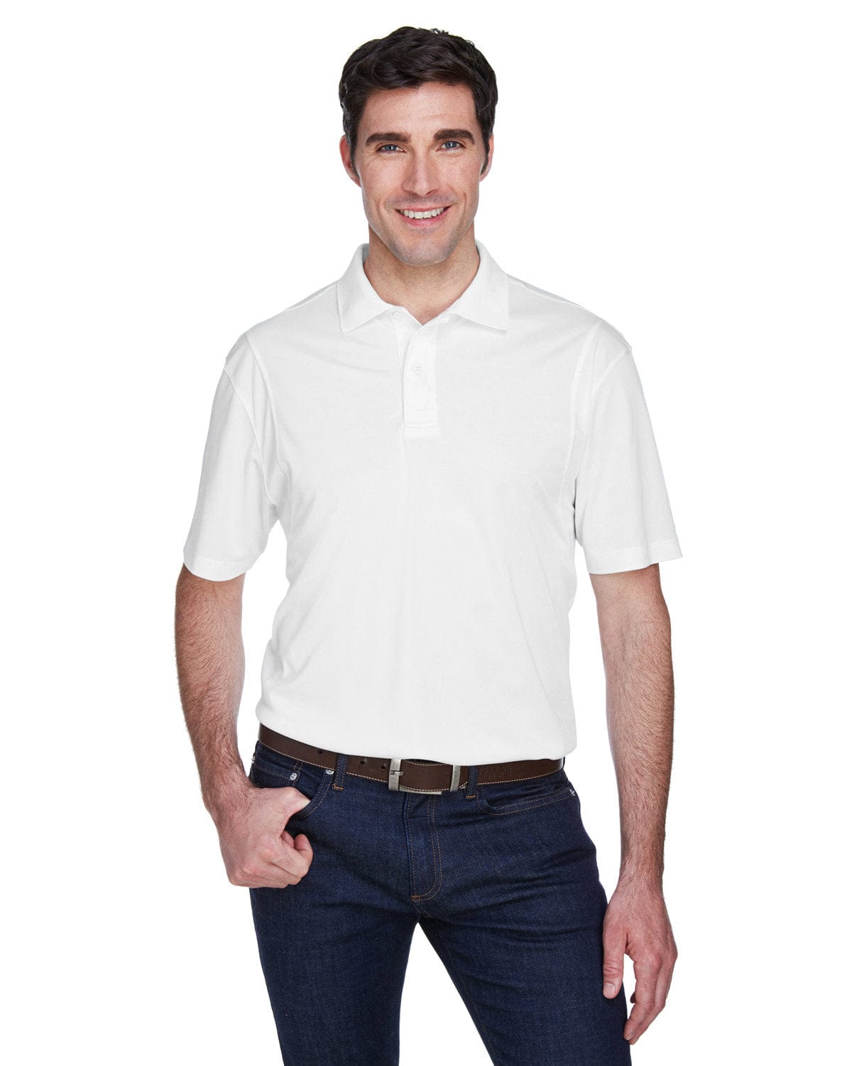 Harriton Micro-Pique Polo Shirt M354 | White - Front