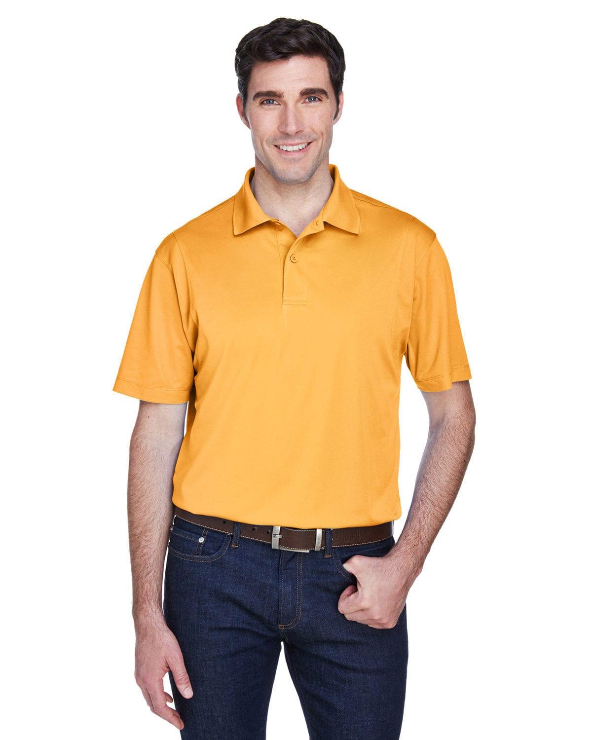 Harriton Micro-Pique Polo Shirt M354 | Gold - Front
