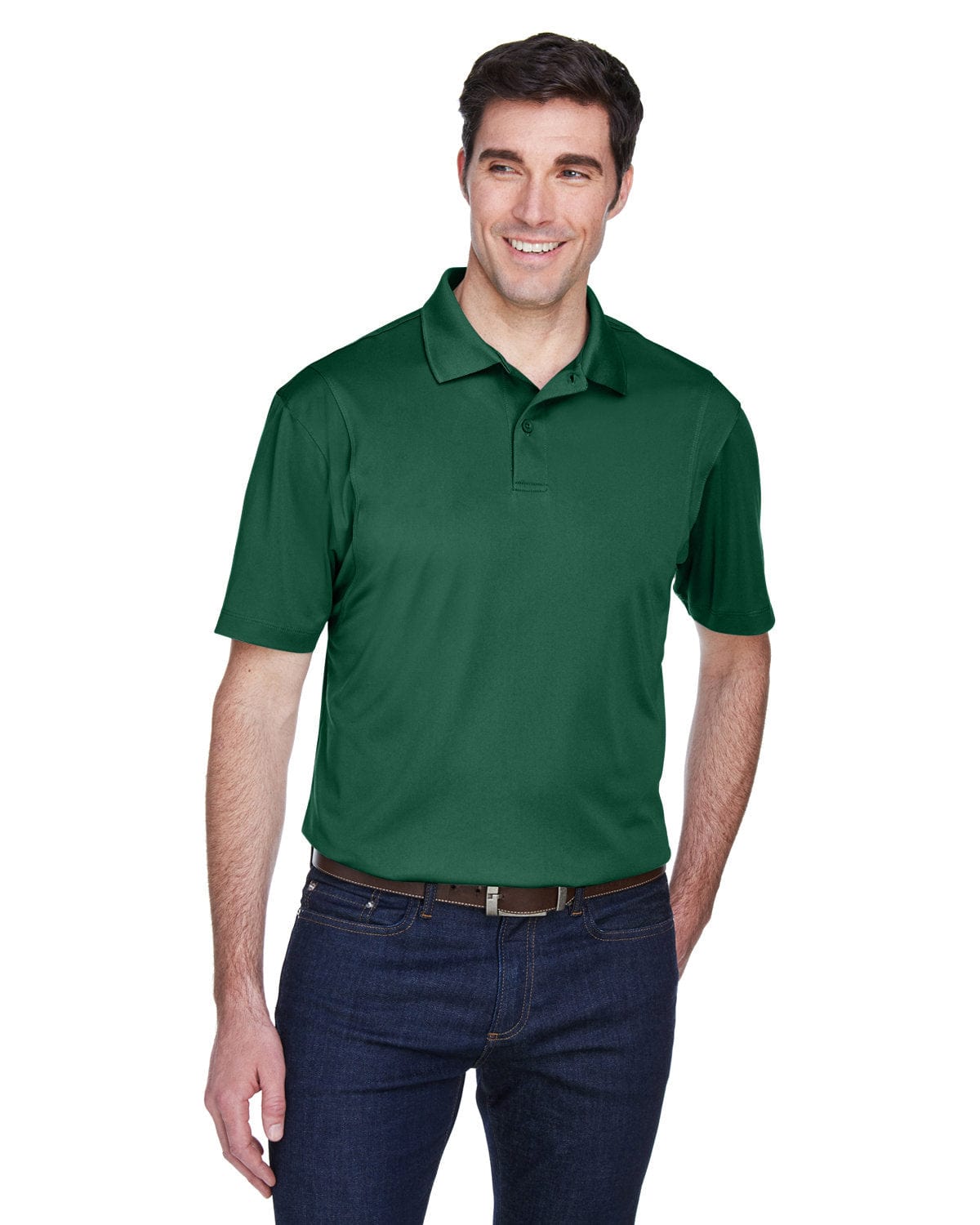 Harriton Micro-Pique Polo Shirt M354 | Dark Green - Front