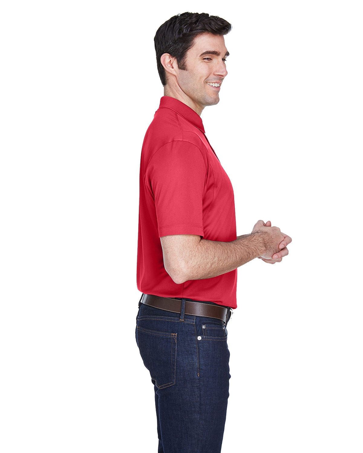 Harriton Micro-Pique Polo Shirt M354 | Red - Side