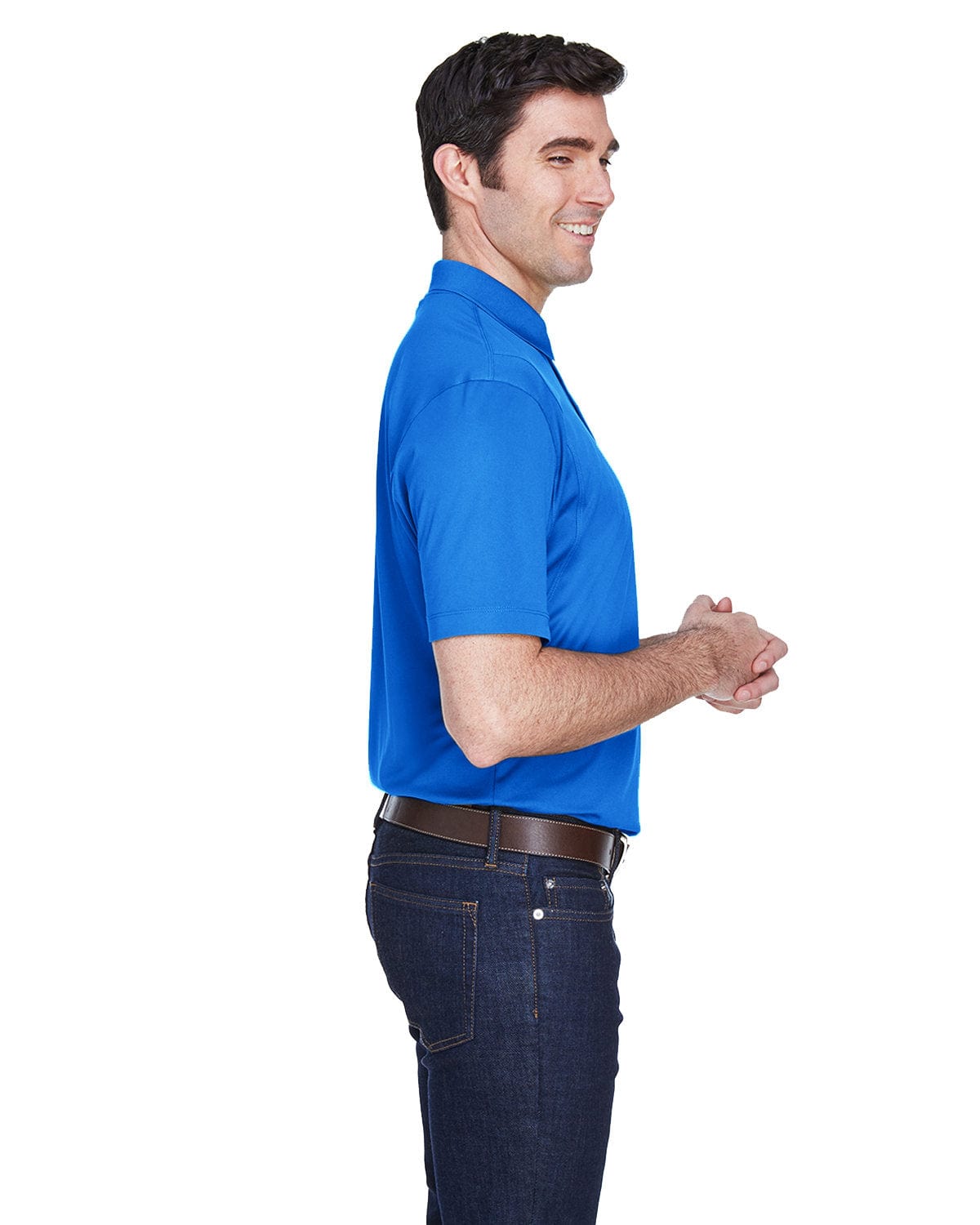 Harriton Micro-Pique Polo Shirt M354 | True Royal - Side