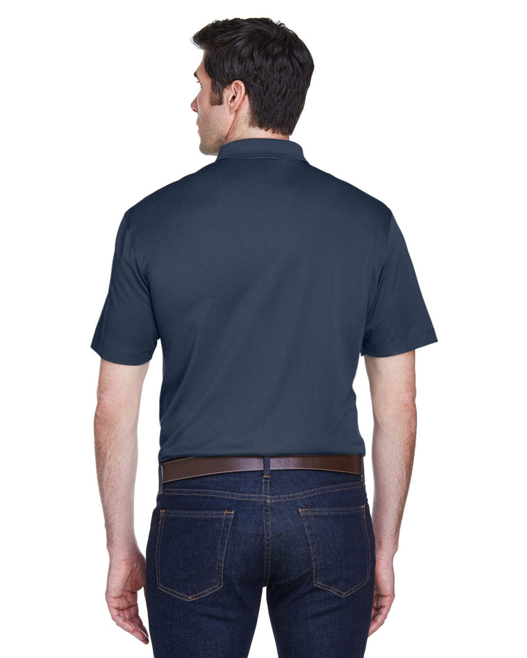 Harriton Micro-Pique Polo Shirt M354 | Navy - Back