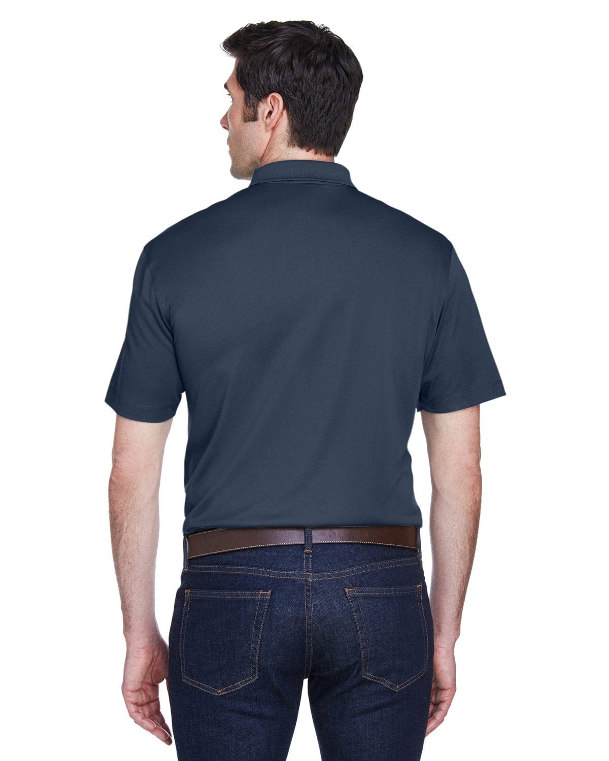 Harriton Micro-Pique Polo Shirt M354 | Navy - Back