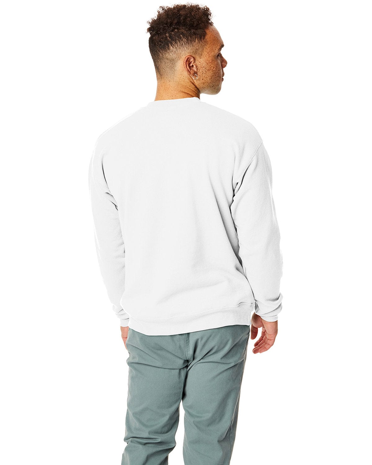 Hanes 50/50 Crewneck Sweatshirt P1607 | White - Back