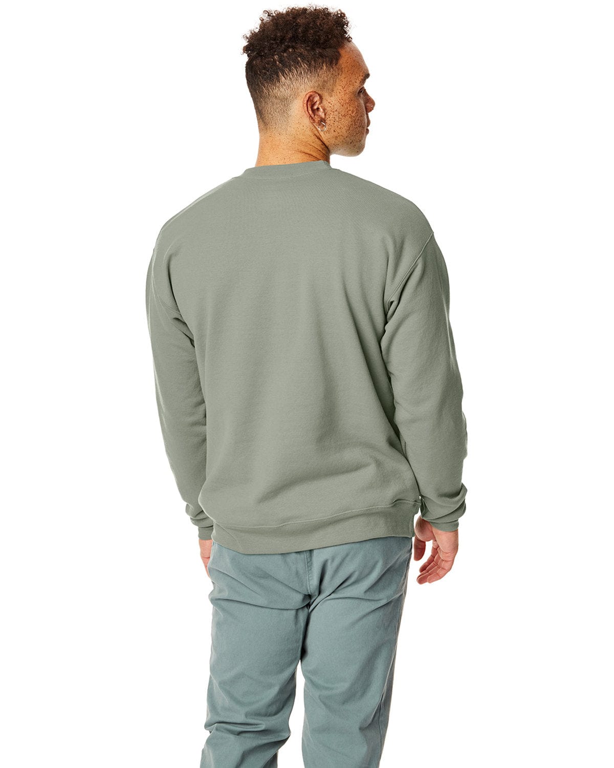Hanes 50/50 Crewneck Sweatshirt P1607 | Stonewash Green - Back