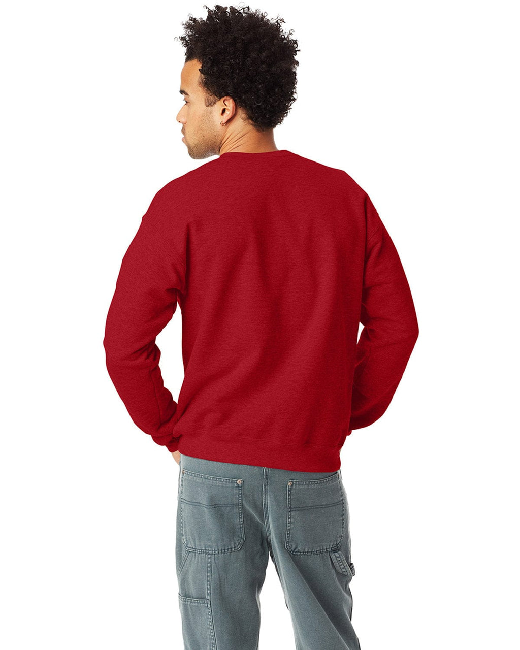 Hanes 50/50 Crewneck Sweatshirt P1607 | Red Pepper Hthr - Back