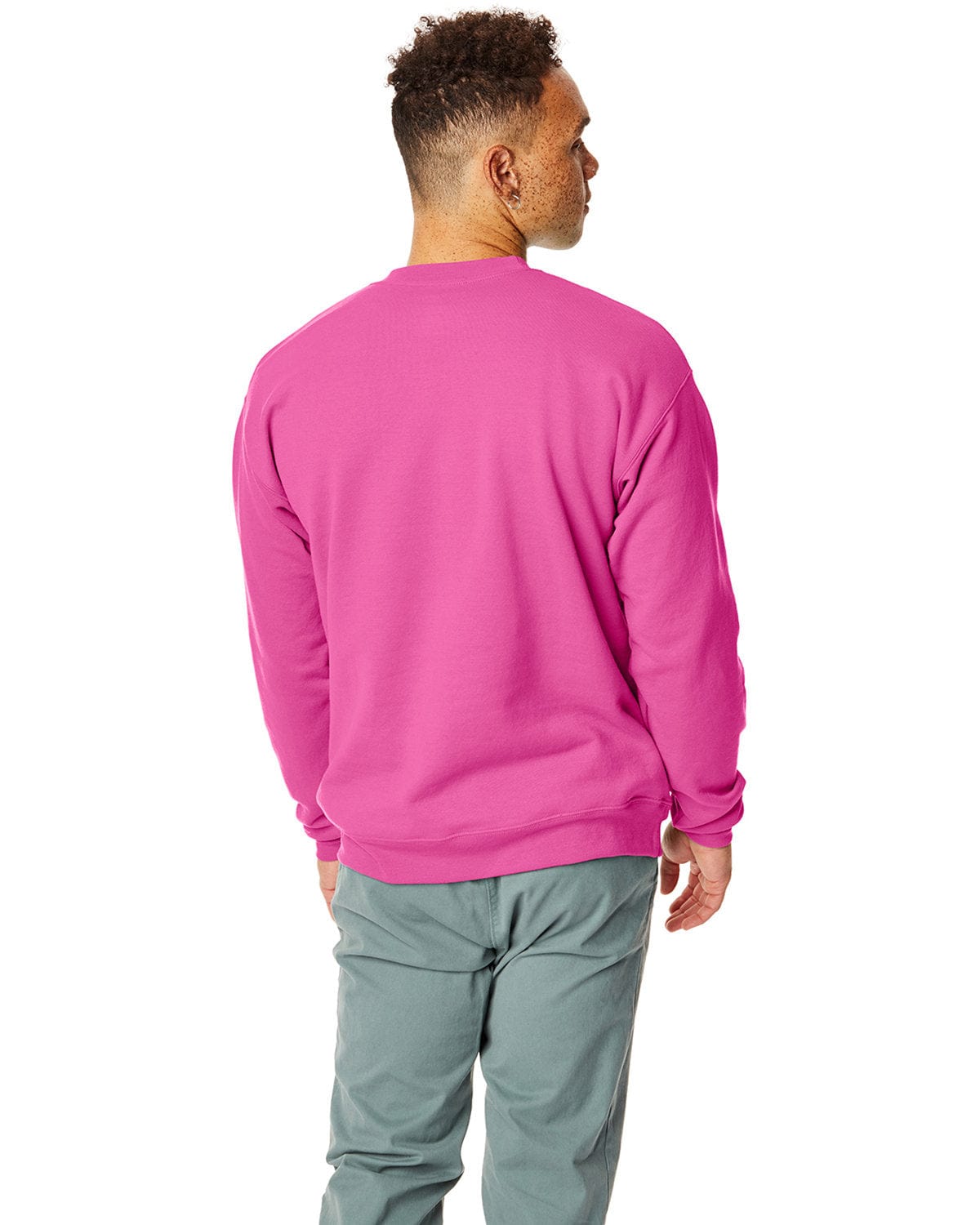 Hanes 50/50 Crewneck Sweatshirt P1607 | Wow Pink - Back