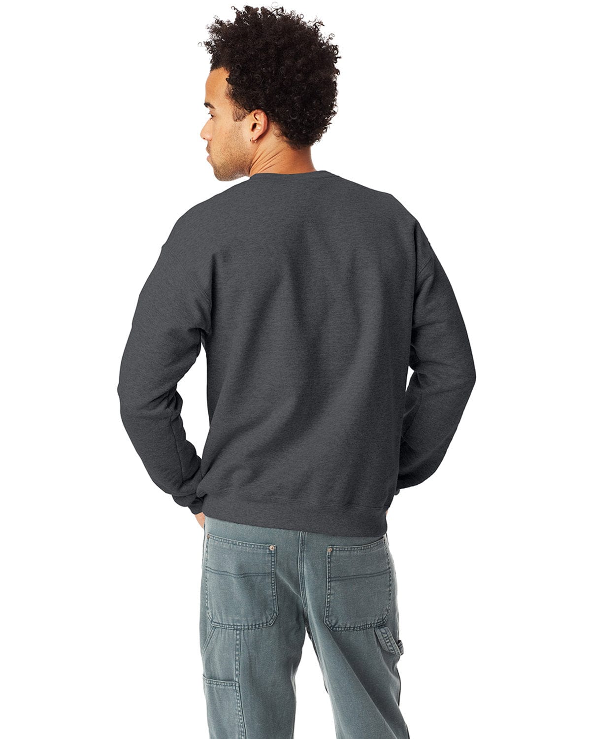 Hanes 50/50 Crewneck Sweatshirt P1607 | Charcoal Heather - Back