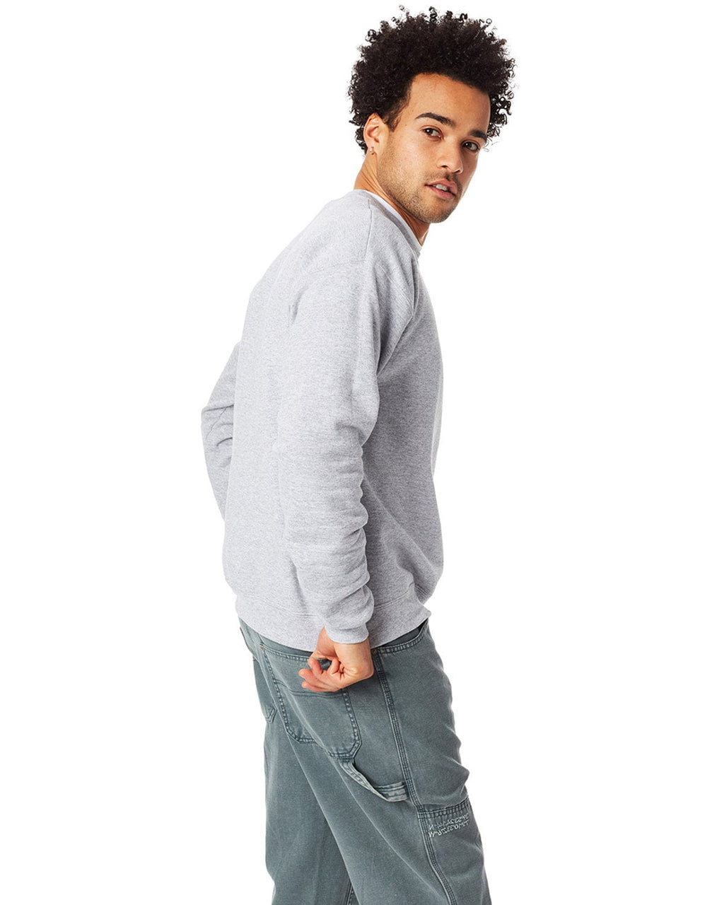 Hanes 50/50 Crewneck Sweatshirt P1607 | Light Steel - Side