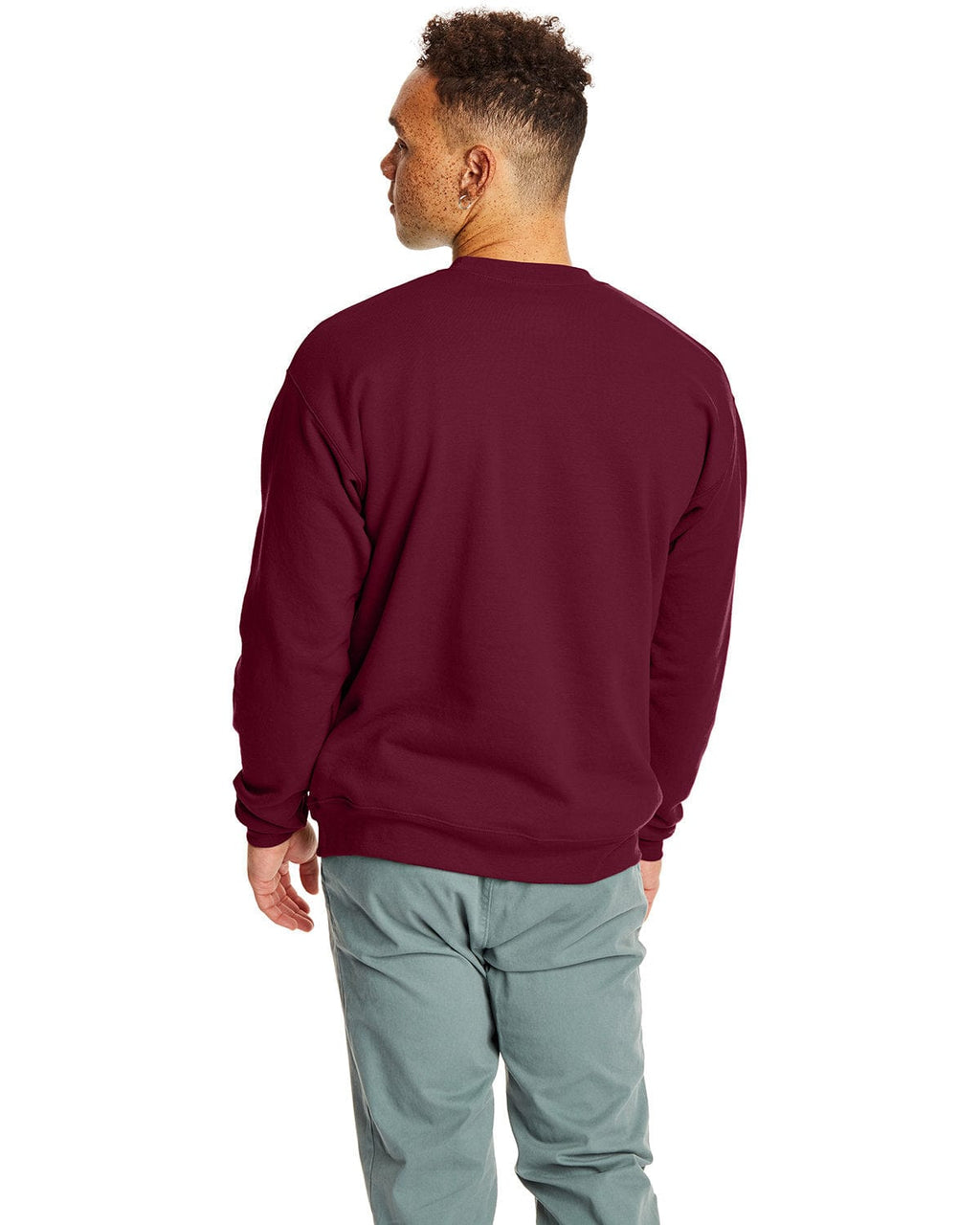 Hanes 50/50 Crewneck Sweatshirt P1607 | Maroon - Back