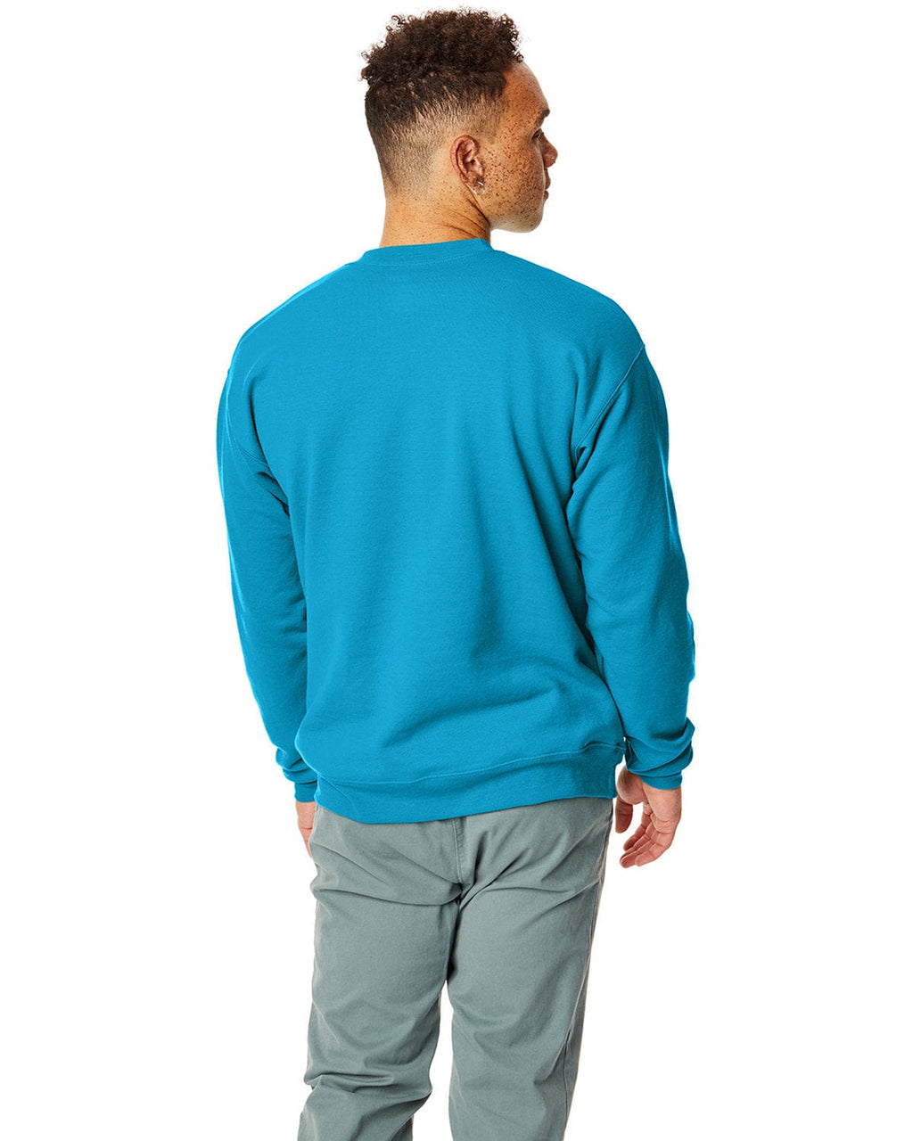Hanes 50/50 Crewneck Sweatshirt P1607 | Teal - Back