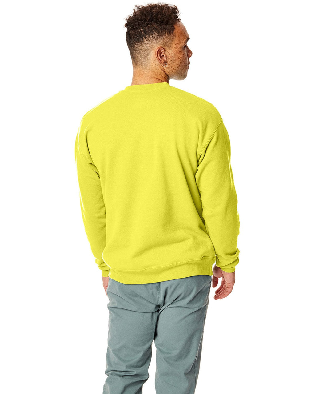 Hanes 50/50 Crewneck Sweatshirt P1607 | Safety Green - Back