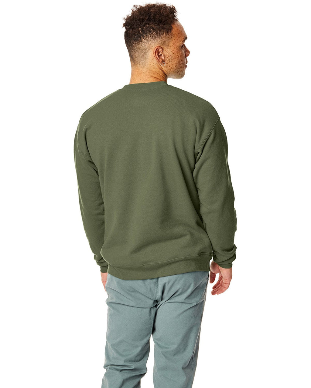Hanes 50/50 Crewneck Sweatshirt P1607 | Fatigue Green - Back