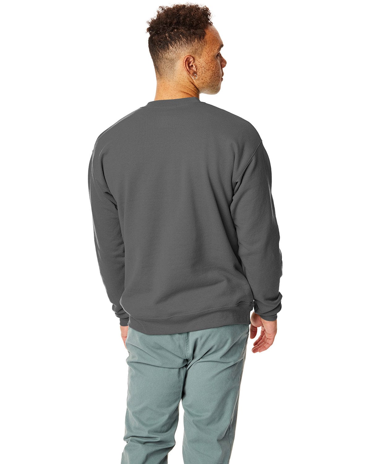 Hanes 50/50 Crewneck Sweatshirt P1607 | Smoke Gray - Back