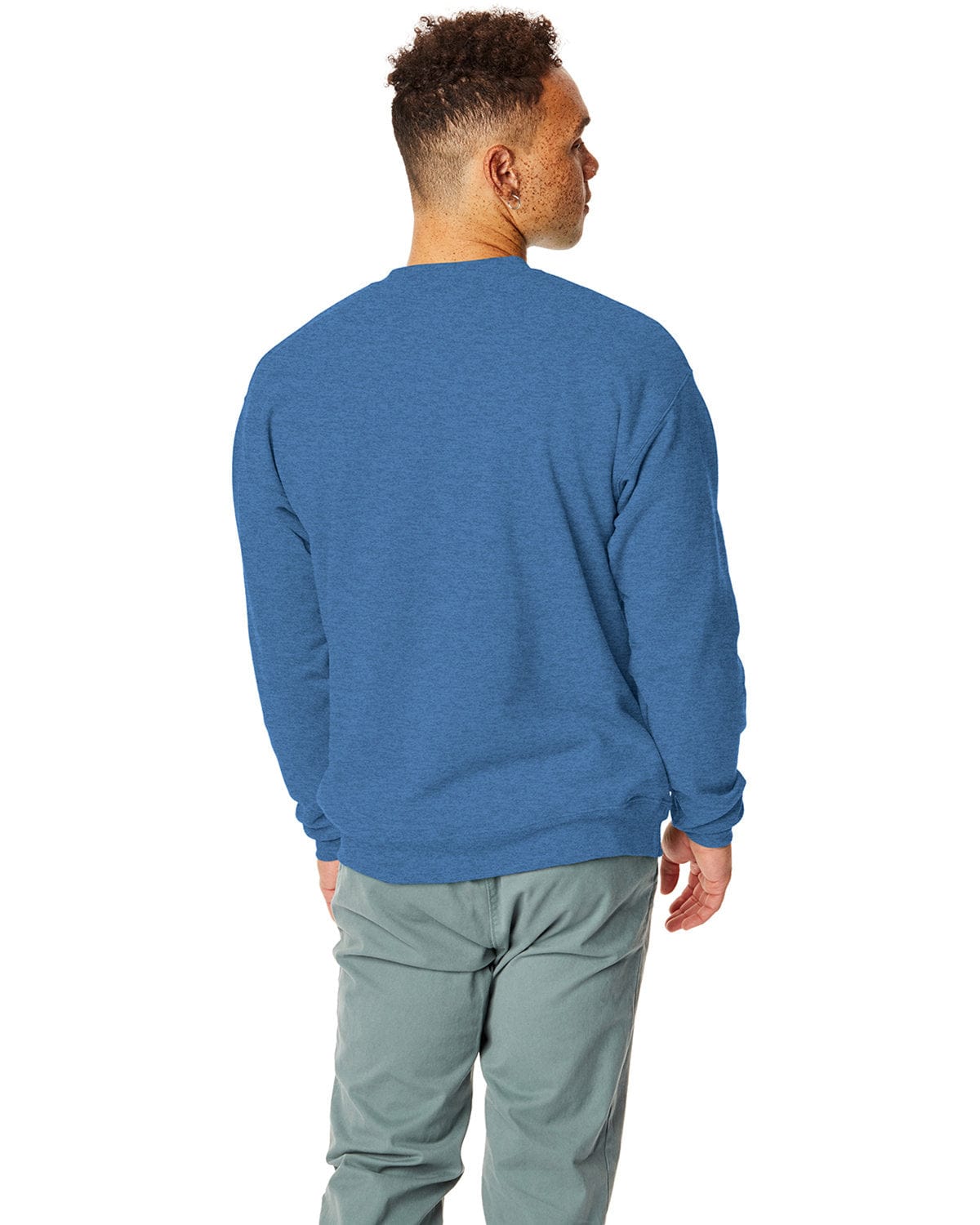 Hanes 50/50 Crewneck Sweatshirt P1607 | Heather Blue - Back